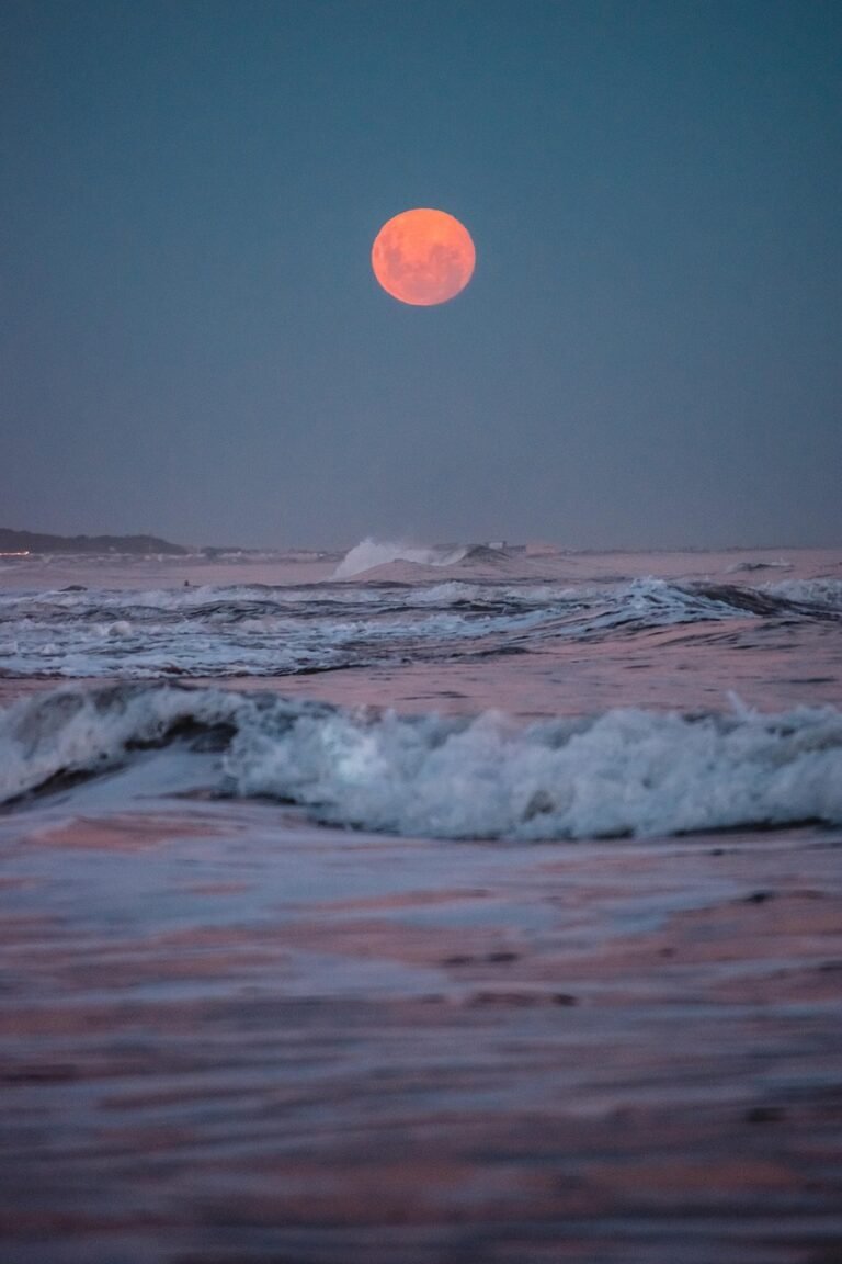 sea, moon, sunset, water, dusk, landscape, beach, nature, evening, ocean, waves, iphone wallpaper, phone wallpaper, aesthetic wallpaper