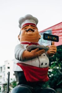 chef statue, restaurant statue, chef sculpture, restaurant, welcome statue, figure, statue